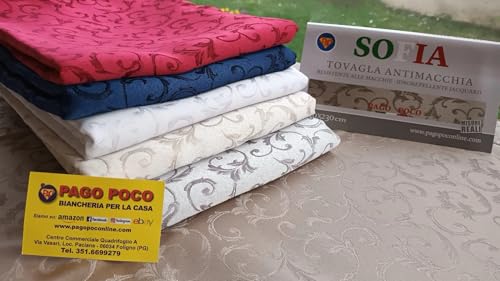 Pago Poco Tischdecke oder Tischdecke, schmutzabweisend, einfarbig, Damast, Maße: 140 x 360 cm, 100 % wasserabweisend von Pago Poco