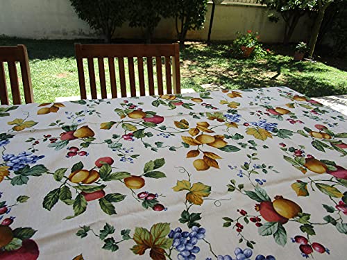Tischdecke aus plastifizierter Baumwolle, Muster Obst und Zitronen, 100 % wasserdicht, alle Größen Made in Italy Neuheit 2021 !!! (140 x 140 cm) von Pago Poco