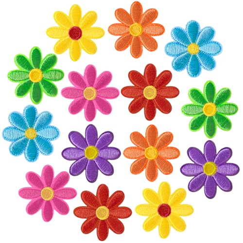 PAGOW 14 Stück Blumen-Aufnäher zum Aufbügeln, niedliche Gänseblümchen-Applikation, zum Aufnähen, bestickte Applikation zum Aufnähen für Taschen, Jacken, Jeans, Kleidung, DIY-Flicken 4,1 x 4,1 cm (B x PAGOW 14 Stück Blumen-Aufnäher zum Aufbügeln, niedliche Gänseblümchen-Applikation, zum Aufnähen, bestickte Applikation zum Aufnähen für Taschen, Jacken, Jeans, Kleidung, DIY-Flicken 4,1 x 4,1 cm (B x von PAGOW
