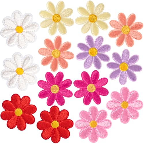 PAGOW 14 Stück Blumen-Aufnäher zum Aufbügeln, niedliche Gänseblümchen-Applikation, zum Aufnähen oder Aufnähen für Taschen, Jacken, Jeans, Kleidung, 7 helle Farben PAGOW 14 Stück Blumen-Aufnäher zum Aufbügeln, niedliche Gänseblümchen-Applikation, zum Aufnähen oder Aufnähen für Taschen, Jacken, Jeans, Kleidung, 7 helle Farben von PAGOW