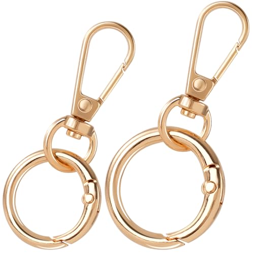 PAGOW 2 Set Swivel Clasp Hooks, Swivel Hooks for Purses, Swivel Snap Hooks with Key Rings, Keychain Supplies (Gold, 2 Sizes) von PAGOW