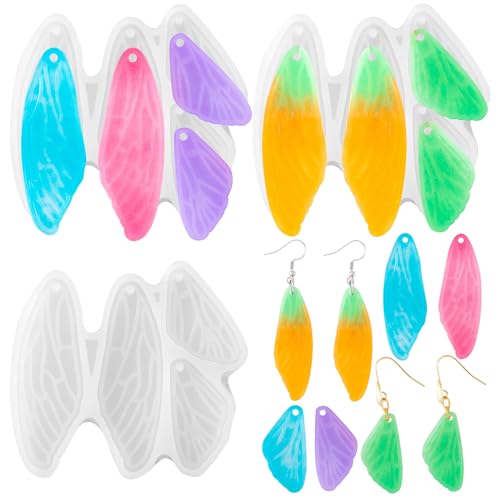 PAGOW 3 Stück Feenflügel-Harz-Formen mit 10 Ohrhaken, Silikon-Schmetterlingsflügel, Schmuckformen, Harz-Ohrringformen für Charms, Handwerk, Schmuck, Halsketten, Ohrringe, Anhänger, Schlüsselanhänger PAGOW 3 Stück Feenflügel-Harz-Formen mit 10 Ohrhaken, Silikon-Schmetterlingsflügel, Schmuckformen, Harz-Ohrringformen für Charms, Handwerk, Schmuck, Halsketten, Ohrringe, Anhänger, Schlüsselanhänger von PAGOW