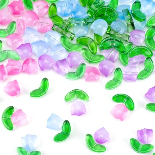 PAGOW 60 Stück Glasperlen in Tulpenblumen, durchscheinende Glasperlen, bunte, handgefertigte Kristallperlen für Frühling, Sommer, Valentinstag, Hochzeit, DIY-Schmuckherstellung PAGOW 60 Stück Glasperlen in Tulpenblumen, durchscheinende Glasperlen, bunte, handgefertigte Kristallperlen für Frühling, Sommer, Valentinstag, Hochzeit, DIY-Schmuckherstellung von PAGOW