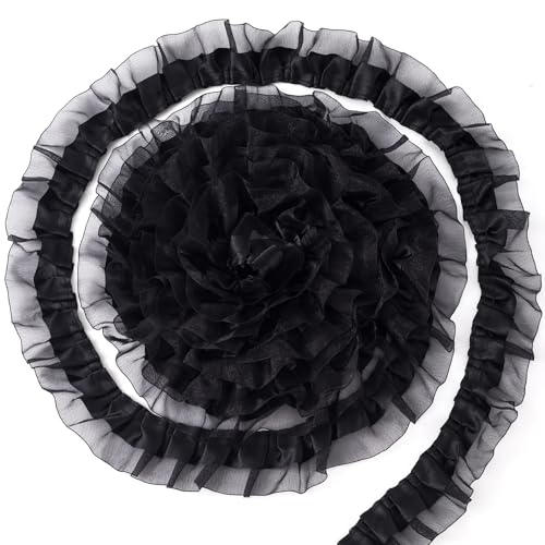 PAGOW 9,1 m Satin-Organza-Spitzenborte, 4 cm, Vintage-Stil, plissiert, Organza-Spitzenbänder, für Applikationen, Nähen, Hochzeitsverzierung, DIY-Dekor – Schwarz PAGOW 9,1 m Satin-Organza-Spitzenborte, 4 cm, Vintage-Stil, plissiert, Organza-Spitzenbänder, für Applikationen, Nähen, Hochzeitsverzierung, DIY-Dekor – Schwarz von PAGOW