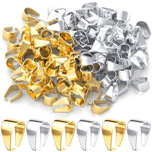 PAGOW Anhängerverschluss für Schmuckherstellung, 14 Karat vergoldetes Messing, Kettenverbinder, Karabinerhaken für Armbänder, Halsketten (Gold, Silber), 200 Stück von PAGOW