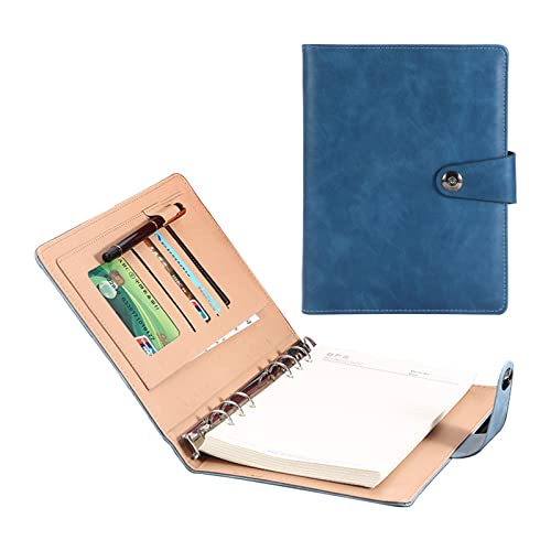 Konferenzmappe A5 Schreibmappe Geschäfts Notizblock Ringbuch Mit Visitenkartenfächer Personal Dokumentenmappe Für Damen Herren Schreibblock Notizen Business(Blue 1) von PAHION