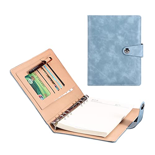 Konferenzmappe A5 Schreibmappe Geschäfts Notizblock Ringbuch Mit Visitenkartenfächer Personal Dokumentenmappe Für Damen Herren Schreibblock Notizen Business(Blue 2) von PAHION
