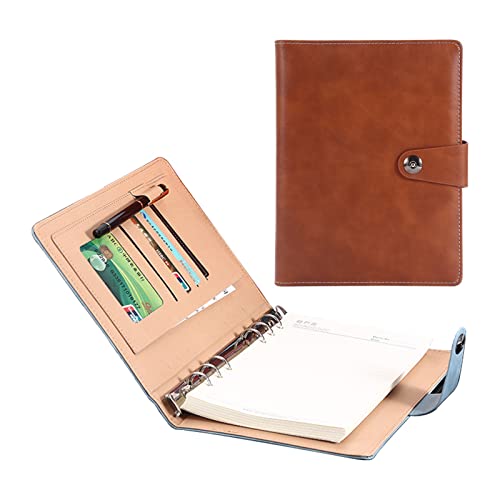 Konferenzmappe A5 Schreibmappe Geschäfts Notizblock Ringbuch Mit Visitenkartenfächer Personal Dokumentenmappe Für Damen Herren Schreibblock Notizen Business(Brown 1) von PAHION