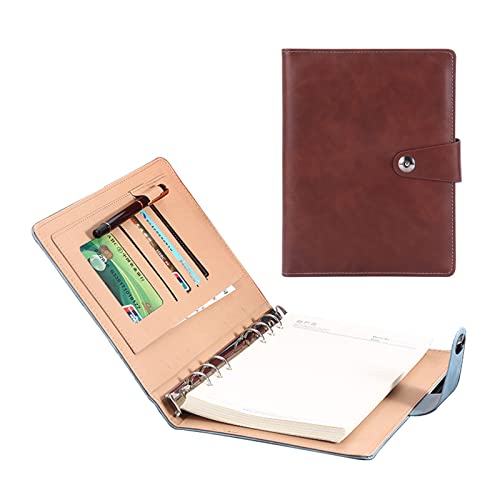 Konferenzmappe A5 Schreibmappe Geschäfts Notizblock Ringbuch Mit Visitenkartenfächer Personal Dokumentenmappe Für Damen Herren Schreibblock Notizen Business(Brown 2) von PAHION