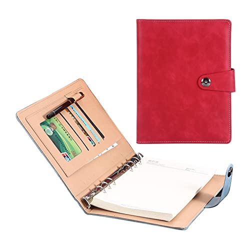 Konferenzmappe A5 Schreibmappe Geschäfts Notizblock Ringbuch Mit Visitenkartenfächer Personal Dokumentenmappe Für Damen Herren Schreibblock Notizen Business(Red) von PAHION