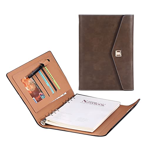 Konferenzmappe A5 Schreibmappe Notizbuch Geschäfts Ringbuch Mit Visitenkartenfächer Personal Organizer Für Damen Herren Schreibblock Notizen Projekt Business(Green) von PAHION