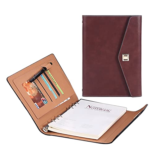 Konferenzmappe A5 Schreibmappe Notizbuch Geschäfts Ringbuch Mit Visitenkartenfächer Personal Organizer Für Damen Herren Schreibblock Notizen Projekt Business(Red) von PAHION
