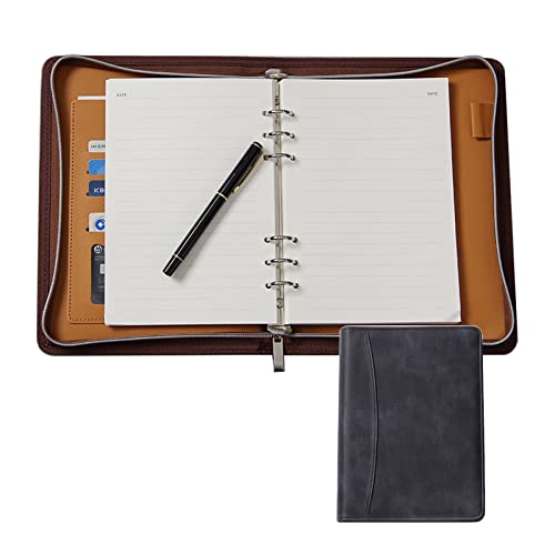 Konferenzmappe Mit Reißverschluss A5 Schreibmappe Dokumentenmappe Arbeitsmappe Ordner Businessmappe Ringbuch Mit Notizblock Stifthalter(Black) von PAHION