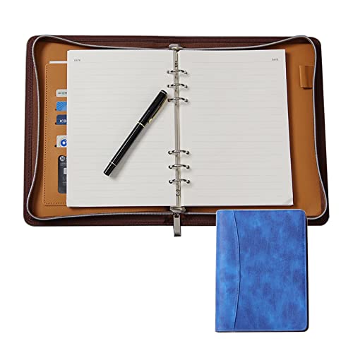 Konferenzmappe Mit Reißverschluss A5 Schreibmappe Dokumentenmappe Arbeitsmappe Ordner Businessmappe Ringbuch Mit Notizblock Stifthalter(Blue) von PAHION