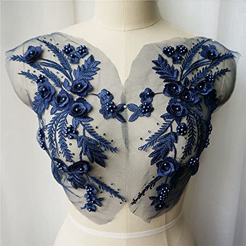 2 stücke Blau Spitze Stoff 3D Blume Quaste Perlen Strass Stickerei Hochzeit Applikationen Nähen Patches Für Kleid DIY Dekoration 2 stücke Blau Spitze Stoff 3D Blume Quaste Perlen Strass Stickerei Hochzeit Applikationen Nähen Patches Für Kleid DIY Dekoration von PAILON