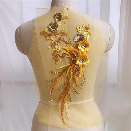 Kleidung Gold Pailletten Blume Patch Applikation Spitze Stoff Nähen Kleid Stickerei DIY Handarbeit Patches von PAILON