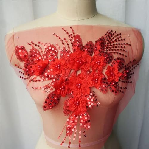 Rot, weiß, blau, Pailletten, Perlen, Quaste, Blume, 3D-gestickte Spitze, Stoff-Applikation, Kragen, zum Aufnähen, für Hochzeitsdekoration, DIY-Kleid Rot, weiß, blau, Pailletten, Perlen, Quaste, Blume, 3D-gestickte Spitze, Stoff-Applikation, Kragen, zum Aufnähen, für Hochzeitsdekoration, DIY-Kleid von PAILON