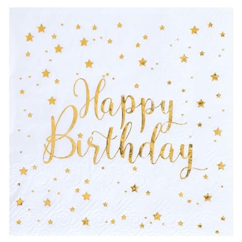 NEU Cocktail-Servietten Happy Birthday weiß-metallic-gold, 20 Stück, ca. 13 x 13cm NEU Cocktail-Servietten Happy Birthday weiß-metallic-gold, 20 Stück, ca. 13 x 13cm von PAINT IT EASY