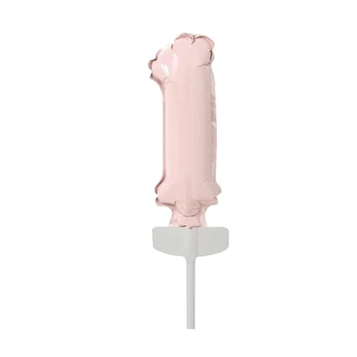 NEU Folienballon Geburtstagszahl Kuchen Cake Topper Zahl 1 Pastellpink, ca. 13 cm von PAINT IT EASY