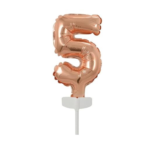 NEU Folienballon Geburtstagszahl Kuchen Cake Topper Zahl 5 Roségold, ca. 13 cm von PAINT IT EASY