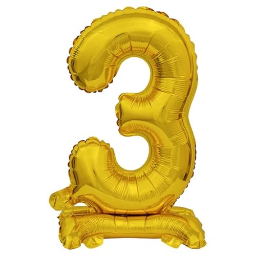NEU Folienballon Geburtstagszahl Luft & Helium Mini Zahl 3 mit Standfuß Gold, ca. 38 cm NEU Folienballon Geburtstagszahl Luft & Helium Mini Zahl 3 mit Standfuß Gold, ca. 38 cm von PAINT IT EASY