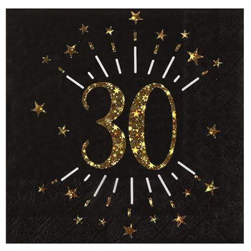 NEU Servietten Happy Birthday 30, schwarz-gold, 10 Stück, ca. 17 x 17cm von PAINT IT EASY