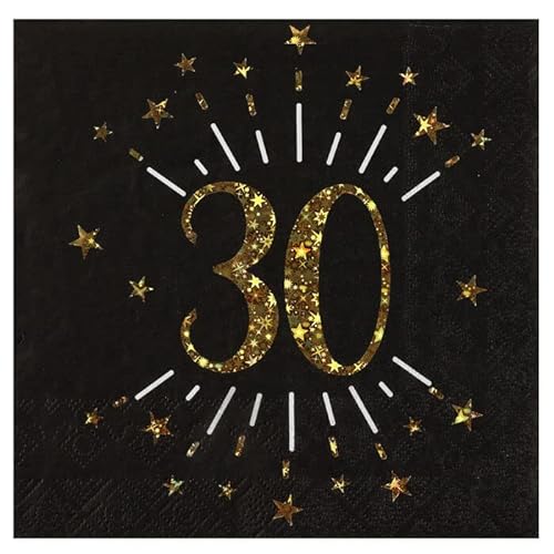 NEU Servietten Happy Birthday 30, schwarz-gold, 10 Stück, ca. 17 x 17cm von PAINT IT EASY