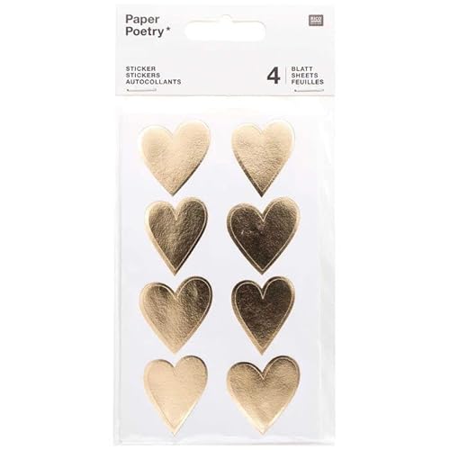 NEU Sticker Herzen, gold, 4 Blatt von PAINT IT EASY