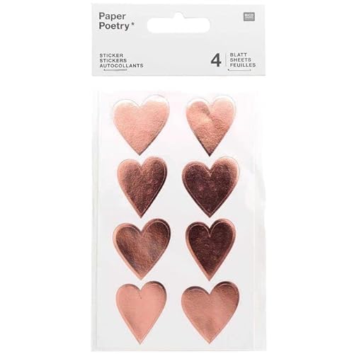 NEU Sticker Herzen, roségold, 4 Blatt von PAINT IT EASY