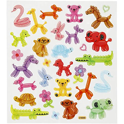 NEU Stickerbogen, selbstklebend, 15x16,5cm, Motiv: Luftballon-Tiere von PAINT IT EASY