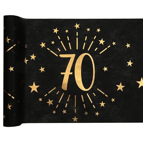 PAINT IT EASY Tischläufer Happy Birthday 70, Schwarz-Gold, 30cm x 5m von PAINT IT EASY