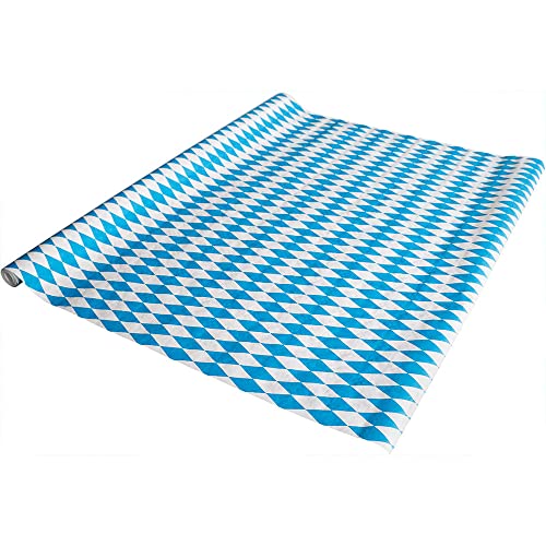 NEU Tischtuch Damast 8x1m mit Bayern-Raute, blau-weiß, Papier-Tischdecke von PAINT IT EASY