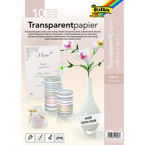 NEU Transparentpapier 115g/m², DIN A4, 10 Blatt, weiß NEU Transparentpapier 115g/m², DIN A4, 10 Blatt, weiß von PAINT IT EASY