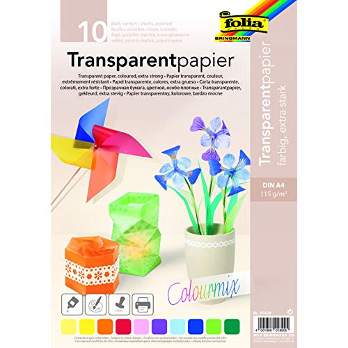 NEU Transparentpapier 115g/m² COLOURMIX, DIN A4, 10 Blatt, 10-farbig sortiert NEU Transparentpapier 115g/m² COLOURMIX, DIN A4, 10 Blatt, 10-farbig sortiert von PAINT IT EASY