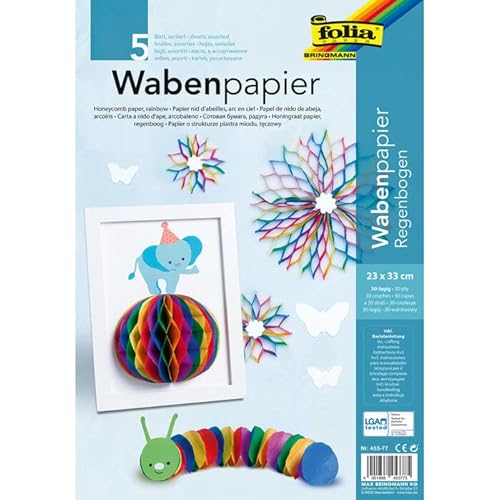 NEU Wabenpapier HoneyComb Regenbogen, 23 x 33 cm, 1 Bogen NEU Wabenpapier HoneyComb Regenbogen, 23 x 33 cm, 1 Bogen von PAINT IT EASY