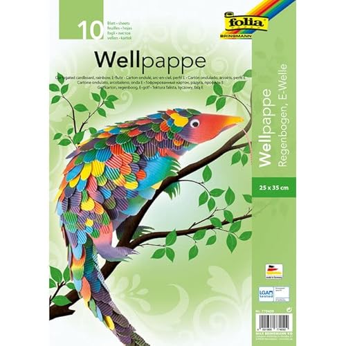 NEU Wellpappe Sortiment Regenbogenfarben, 10 Bogen, 25 x 35 cm von PAINT IT EASY