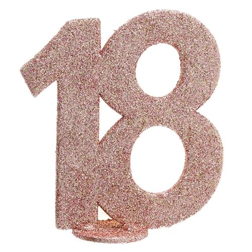 PAINT IT EASY NEU Aufsteller Geburtstags-Zahl 18, Glitter-rosé-Gold, ca. 10cm von PAINT IT EASY