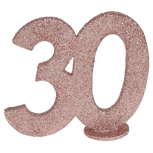 PAINT IT EASY NEU Aufsteller Geburtstags-Zahl 30, Glitter-rosé-Gold, ca. 10cm von PAINT IT EASY