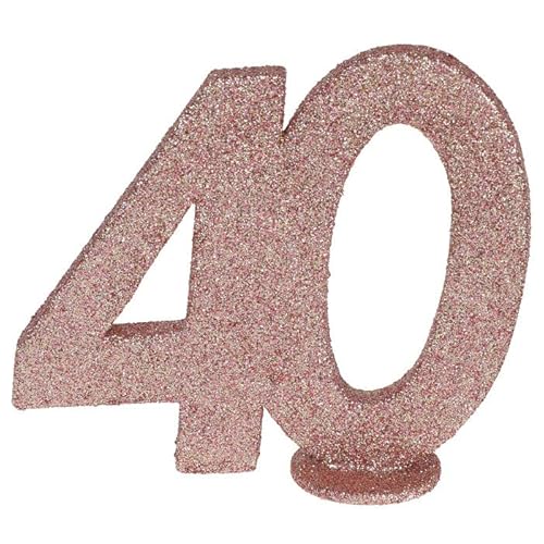 PAINT IT EASY NEU Aufsteller Geburtstags-Zahl 40, Glitter-rosé-Gold, ca. 10cm von PAINT IT EASY