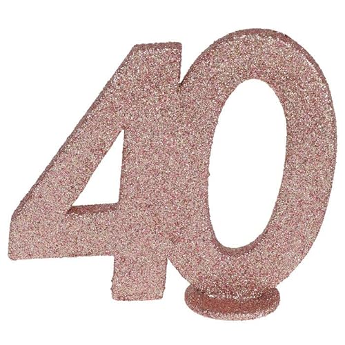 PAINT IT EASY NEU Aufsteller Geburtstags-Zahl 40, Glitter-rosé-Gold, ca. 10cm von PAINT IT EASY