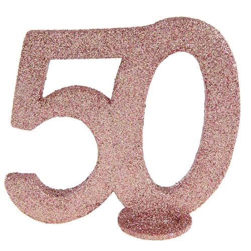 PAINT IT EASY NEU Aufsteller Geburtstags-Zahl 50, Glitter-rosé-Gold, ca. 10cm von PAINT IT EASY