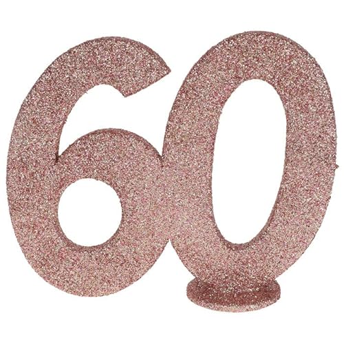 PAINT IT EASY NEU Aufsteller Geburtstags-Zahl 60, Glitter-rosé-Gold, ca. 10cm von PAINT IT EASY