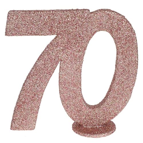 PAINT IT EASY NEU Aufsteller Geburtstags-Zahl 70, Glitter-rosé-Gold, ca. 10cm von PAINT IT EASY