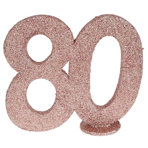 PAINT IT EASY NEU Aufsteller Geburtstags-Zahl 80, Glitter-rosé-Gold, ca. 10cm von PAINT IT EASY