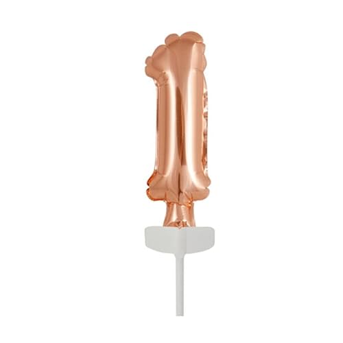 NEU Folienballon Geburtstagszahl Kuchen Cake Topper Zahl 1 Roségold, ca. 13 cm von PAINT IT EASY