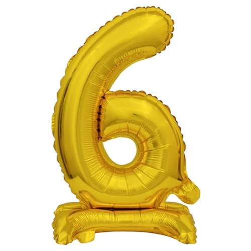 NEU Folienballon Geburtstagszahl Luft & Helium Mini Zahl 6 mit Standfuß Gold, ca. 38 cm NEU Folienballon Geburtstagszahl Luft & Helium Mini Zahl 6 mit Standfuß Gold, ca. 38 cm von PAINT IT EASY