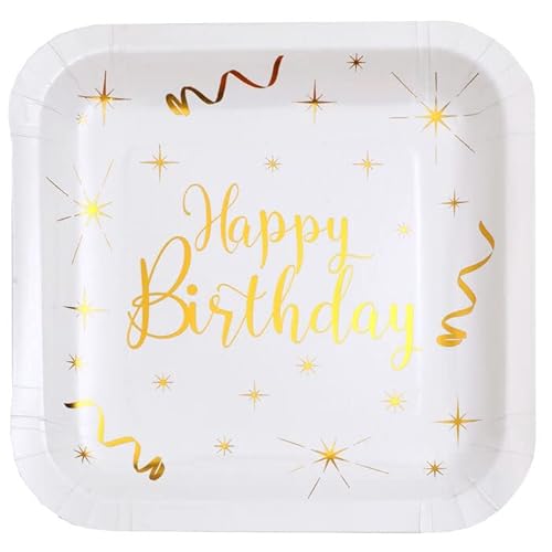 PAINT IT EASY NEU Papp-Teller Happy Birthday weiß-metallic-gold, 10 Stück, ca. 23 x 23cm PAINT IT EASY NEU Papp-Teller Happy Birthday weiß-metallic-gold, 10 Stück, ca. 23 x 23cm von PAINT IT EASY