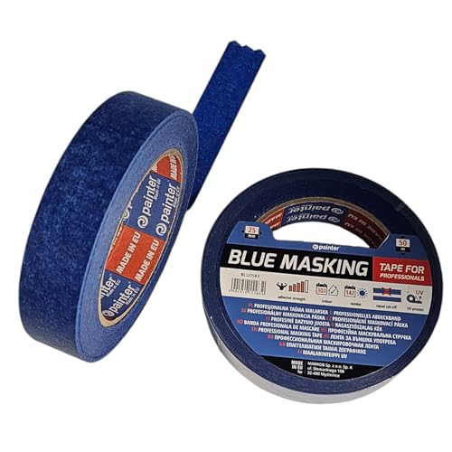 PAINTER MiG-Met - Kreppband 25mm - Malerkrepp - 1 Stück, 50 m, Blau - Abklebeband Maler - Malerband - Klebeband Malerarbeiten - Kreppklebeband - UV-beständig, für Innen- und Außeneinsatz von PAINTER