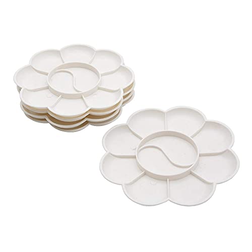 Paint Palette, Plastic Medium Petal Paint Pallet White Mixing Palette with 10 Well for Finger Painting, Poster, Acrylic, Water Colour Paint, Pack of 5 Paint Palette, Plastic Medium Petal Paint Pallet White Mixing Palette with 10 Well for Finger Painting, Poster, Acrylic, Water Colour Paint, Pack of 5 von PAKEY