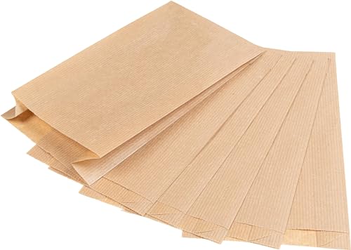 Pakico | 100 Papiertüten Braun 12 x 21 cm | Papiertüten für Süß | Verpackung | Mittagessen | Sandwich | Geburtstag Party | Geschenktüten | Umweltfreundlich | Ökologisch von PAKICO